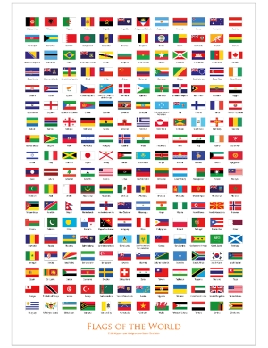 Flags Of The World Scratch Poster - A2 White Portrait